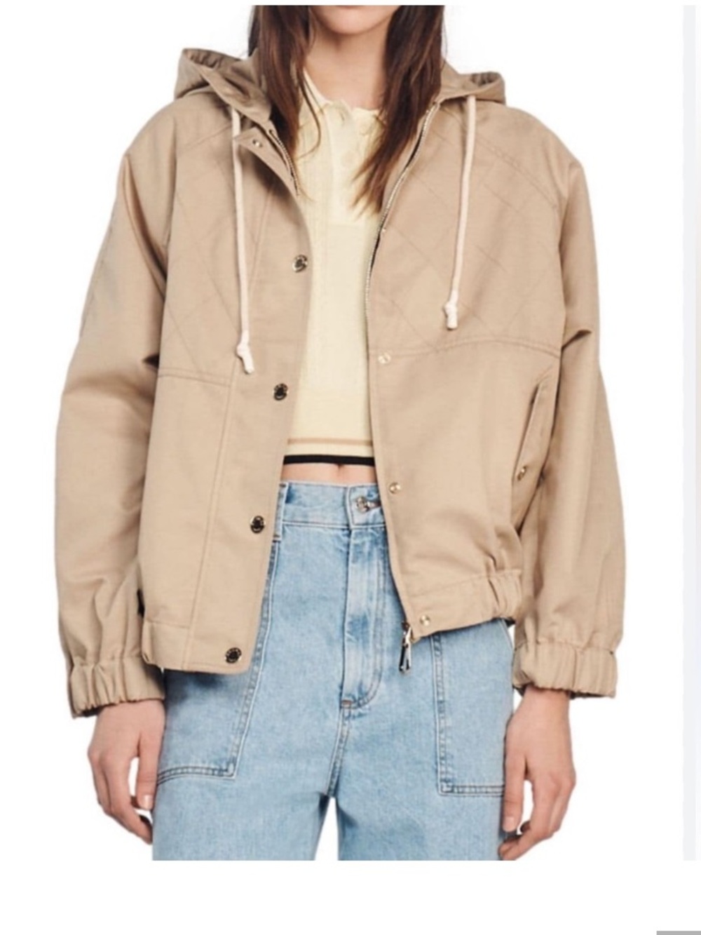 Sandro Gabardine Hooded Jacket 6 sz 38